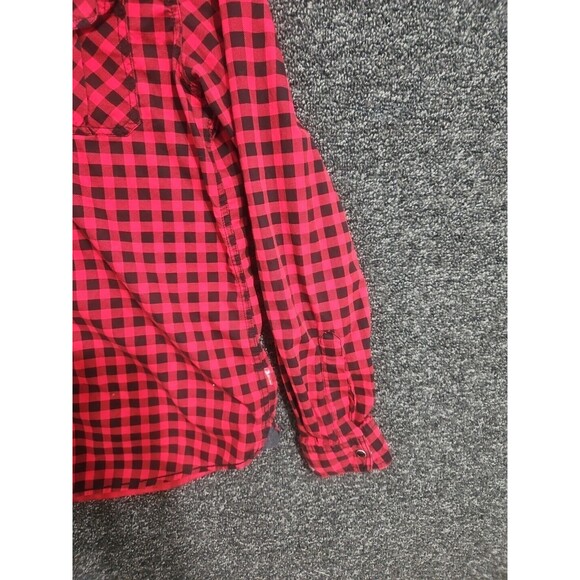 Cactus Menswear Medium Long Sleeve Black Pearl Snap Button Down Red Black Plaid - Picture 5 of 12